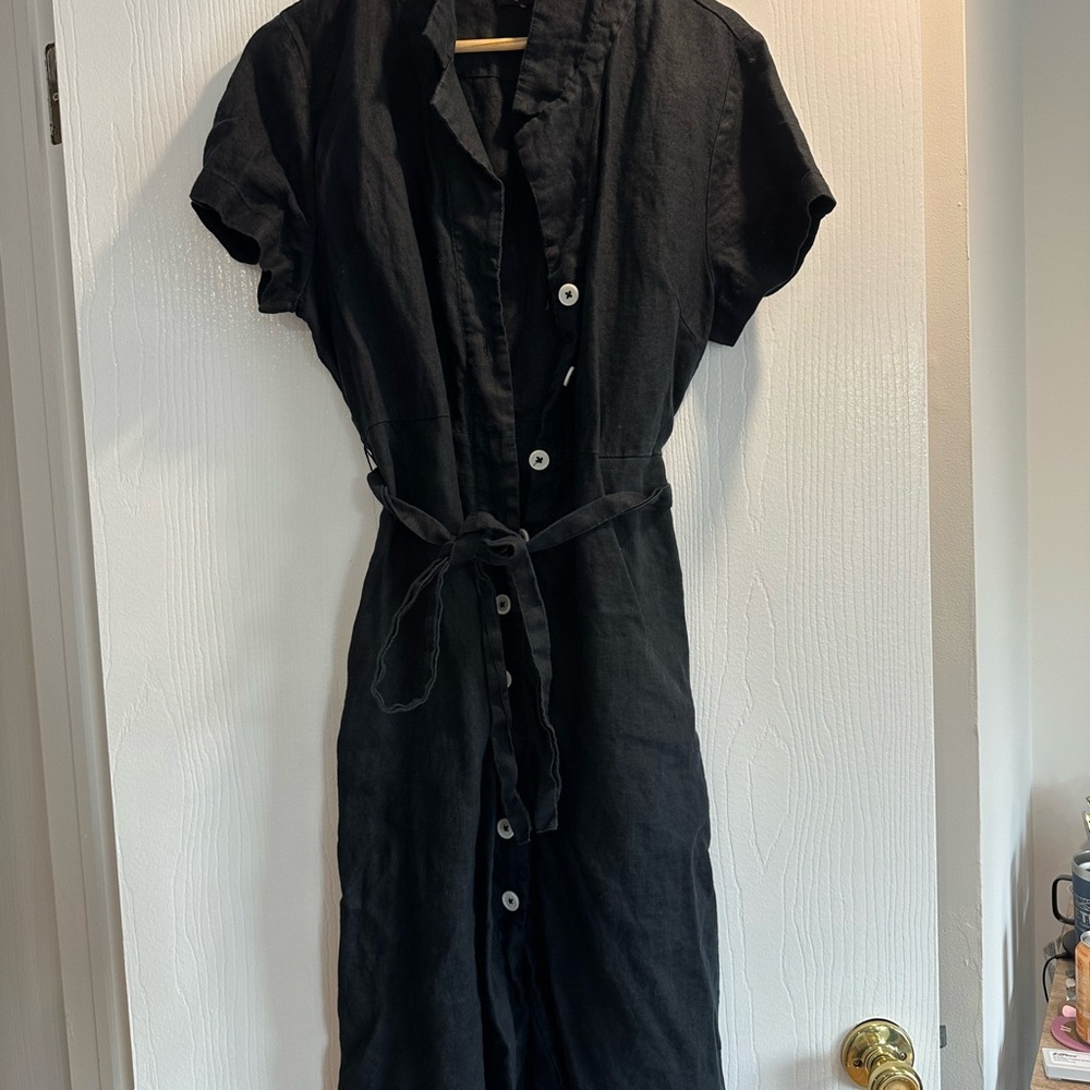 Quince 100% European Linen Button Front Dress in Size L - Picture 3 of 7